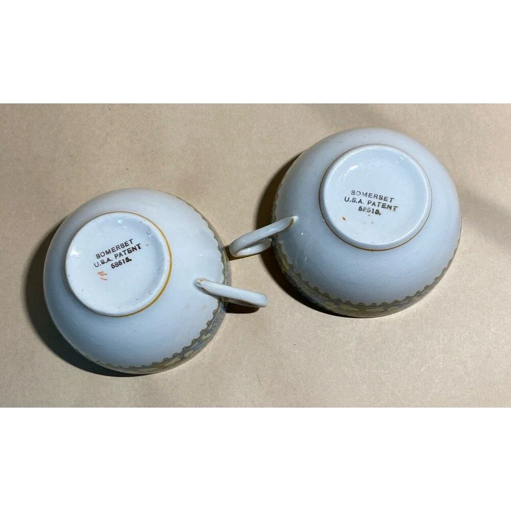 Antique MYOTT‎ SON &CO Creamer and Tea Cups SOMERSET 58515 England RARE FIND!